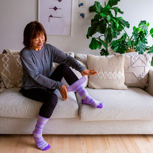 Diabetic Socks - Purple  Stripes